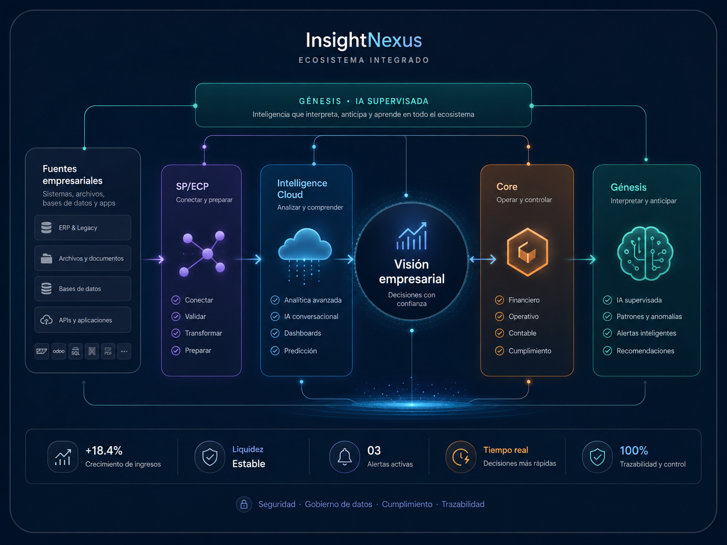 Ecosistema empresarial integrado de InsightNexus