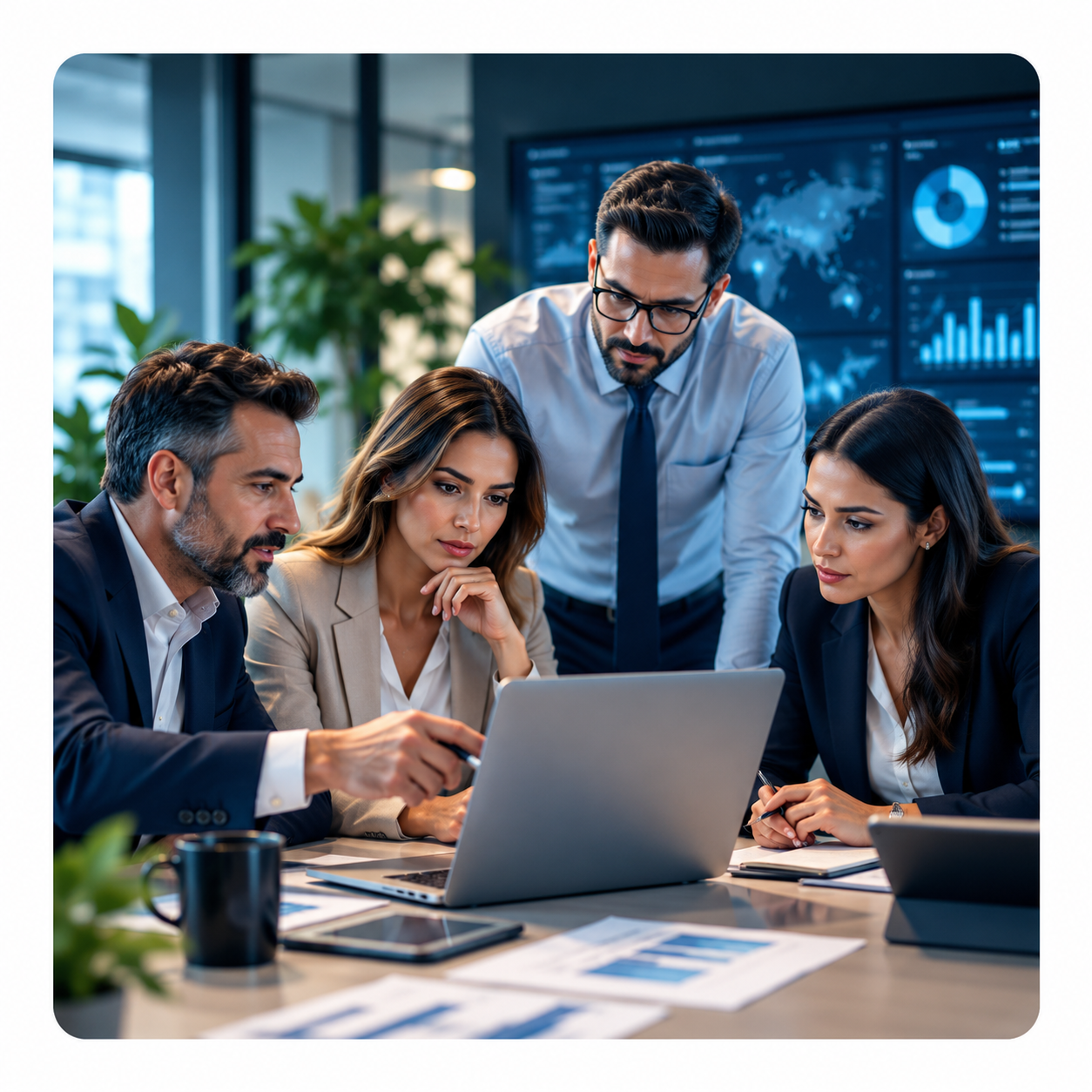 Equipo profesional de ZSG trabajando con tecnología, datos e inteligencia empresarial